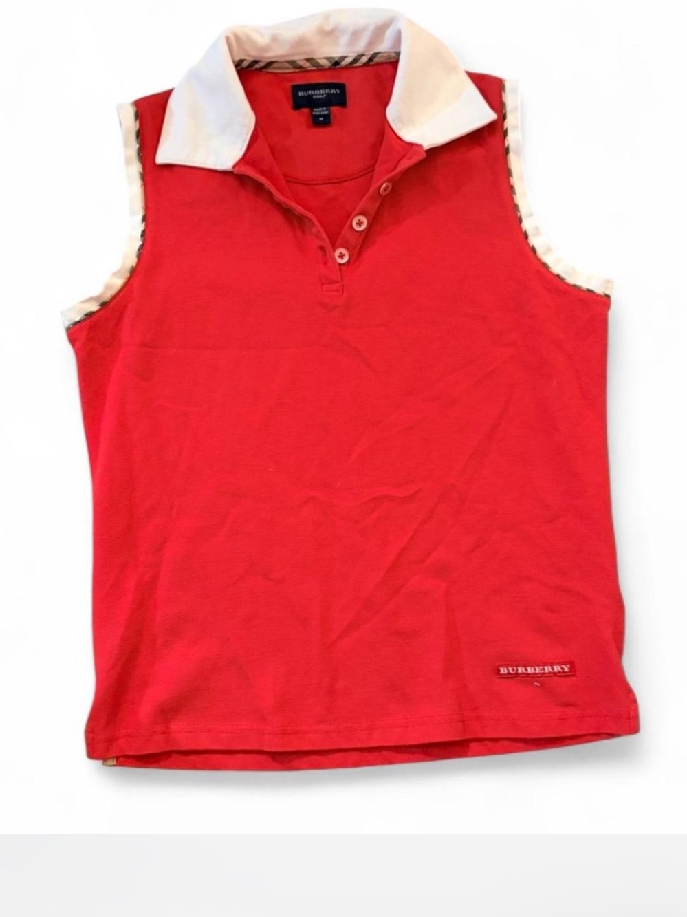Burberry women’s Golf' Red Sleeveless Polo Top